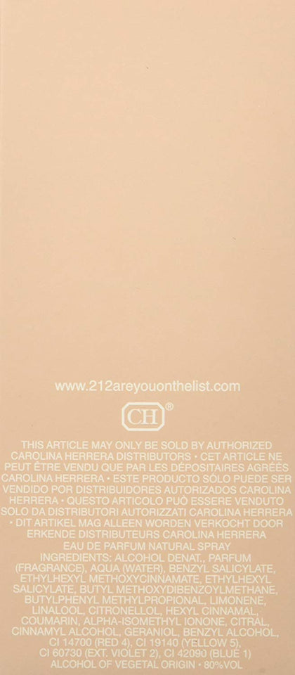Carolina Herrera 212 Vip Rose Spray for Women, 2.7 Ounce